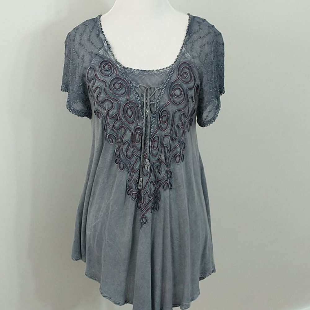 NWT Boho Peasant Top with Braided Detail-OSFM
